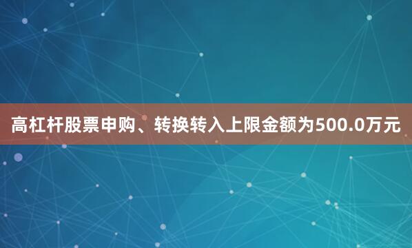 高杠杆股票申购、转换转入上限金额为500.0万元
