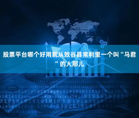 股票平台哪个好用就从效谷县常利里一个叫“马君”的人那儿